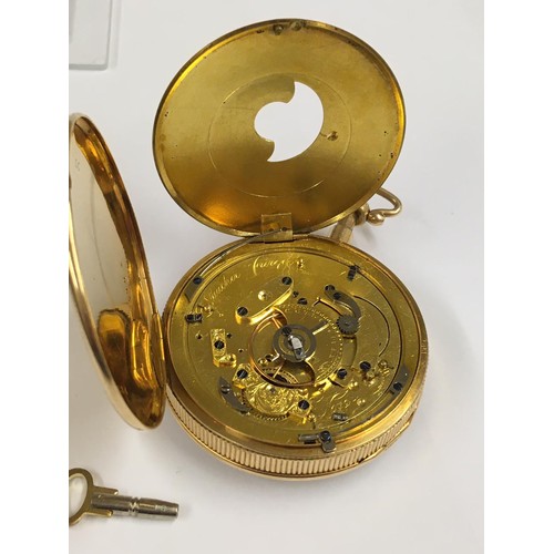 1 - Antique 18ct solid gold plunge repeater verge fusee pocket watch, in working order and plunge repeat... 