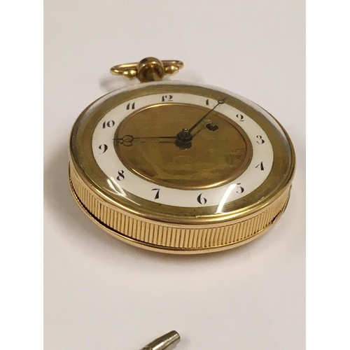 1 - Antique 18ct solid gold plunge repeater verge fusee pocket watch, in working order and plunge repeat... 