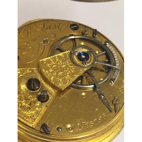 131 - Antique silver Welsh fusee pocket watch ( Barmouth ) with gold balance and diamond end stone, AF