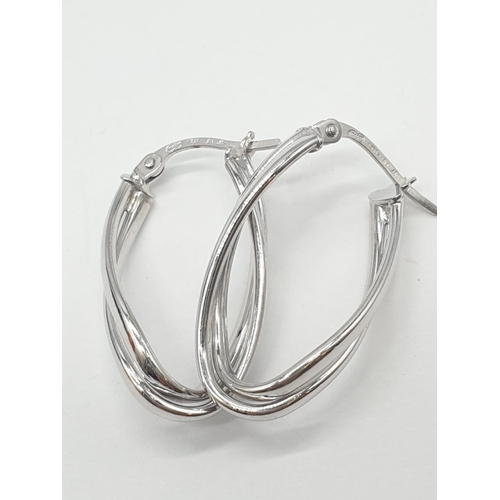 158 - 9ct white gold Creole twist hoop earrings, weight 1.5 g