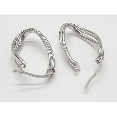 158 - 9ct white gold Creole twist hoop earrings, weight 1.5 g