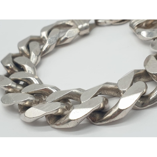 216 - Chunky Silver Curb Bracelet, weight 82g and 20cm long approx