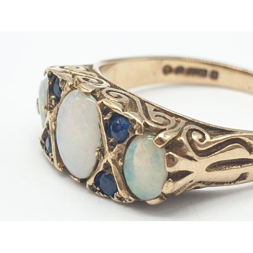 241 - Opal and Sapphire RING. 3.4g   Size P.