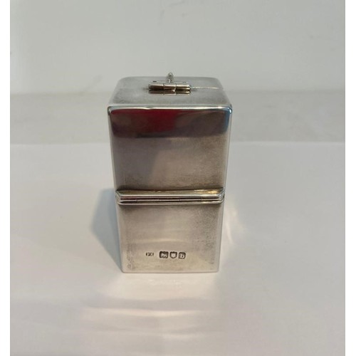 53 - An extremally rare silver antique perfume box, having top catch and unfolding to reveal four silver ... 