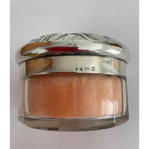 137 - Vintage art-deco silver top powder jar. Having continential hallmark for 935 silver. Top and jar in ... 