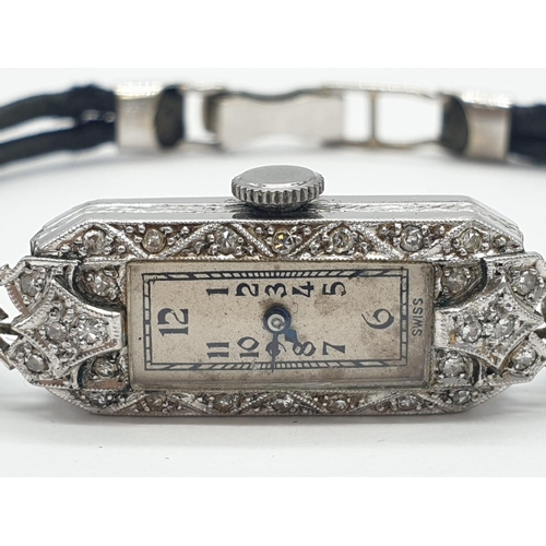 156 - Art Deco Antique Platinum & Diamond Ladies WATCH.