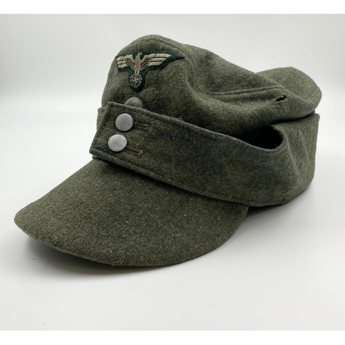 11 - Ersatz (economy issue) Waffen SS M43 Cap. This is a standard Heer (Army) cap that has a panzer colla... 