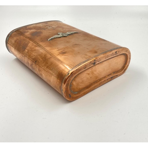 193 - WW1 Copper HOT DRINKS FLASK. Could also have been used as a hot water bottle. A solid silver pilots ... 