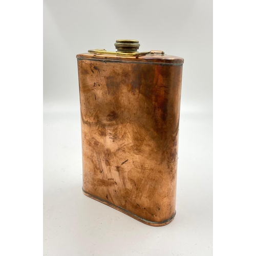 193 - WW1 Copper HOT DRINKS FLASK. Could also have been used as a hot water bottle. A solid silver pilots ... 