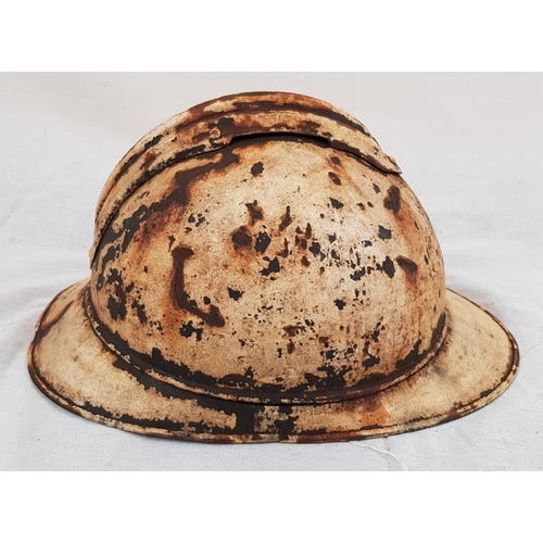 229 - Semi Relic WW1 French Medics Helmet. The soldier's name can just be made out inside.