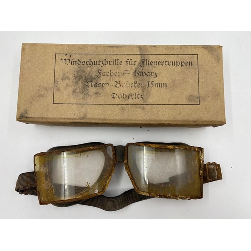 245 - WW1 German Aviator Goggles in original box.