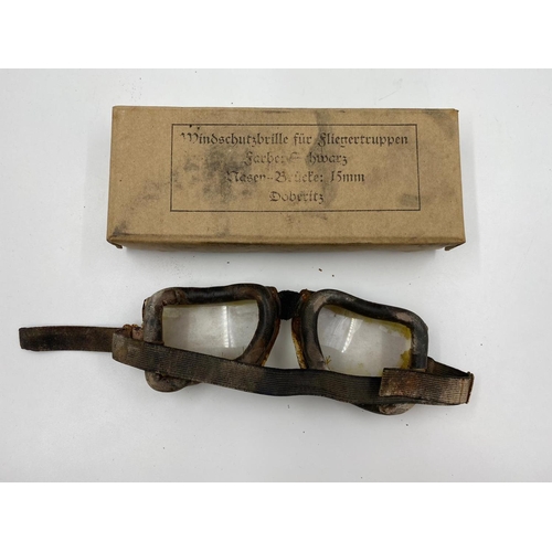 245 - WW1 German Aviator Goggles in original box.