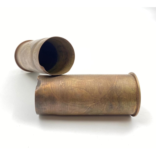 293 - 2 x INERT Trench Art 37mm Hotchkiss Cases. They could do with a good polish.