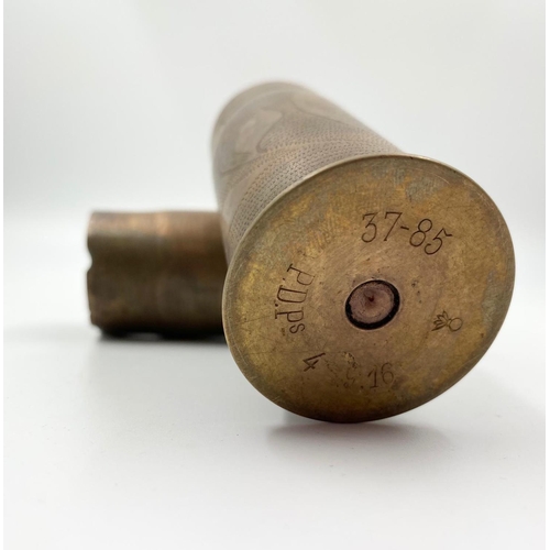 293 - 2 x INERT Trench Art 37mm Hotchkiss Cases. They could do with a good polish.