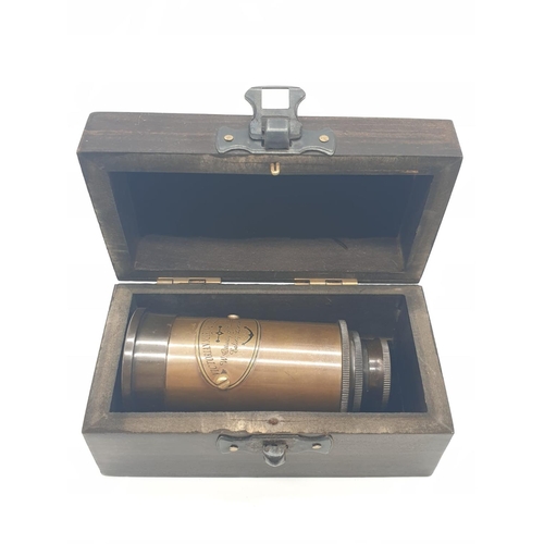 355 - Miniature  boxed Victorian 3 part marine telescope made by W. Ottway & Co Ltd. 10x6cm. Telescope ful... 