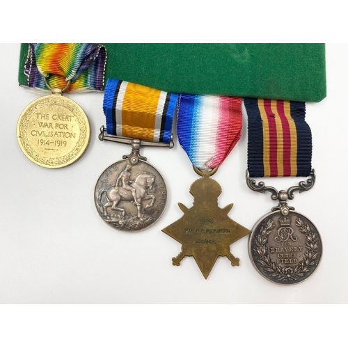 4 - WW1 Casualty Military Medal Group. Awarded to Pte Pickenings/Pickens of the East Lancashire Regiment... 