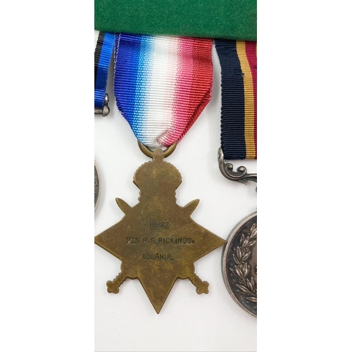 4 - WW1 Casualty Military Medal Group. Awarded to Pte Pickenings/Pickens of the East Lancashire Regiment... 