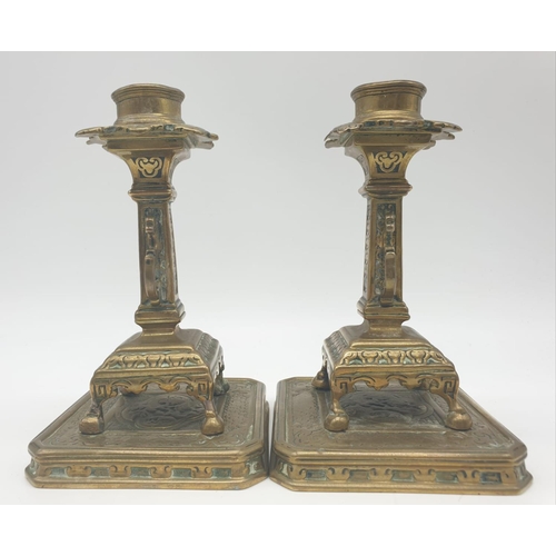 427 - Pair of 19th century Chinese cast candlesticks 16cm tall