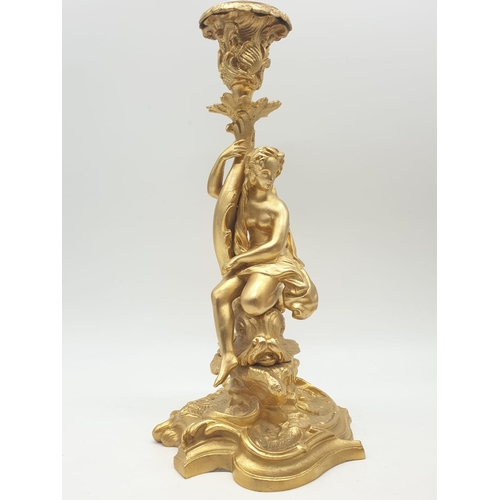 96 - Pair of antique gilt bronze Ormolu candlesticks Rococo style (believed to be French), 11.5 inches ta... 