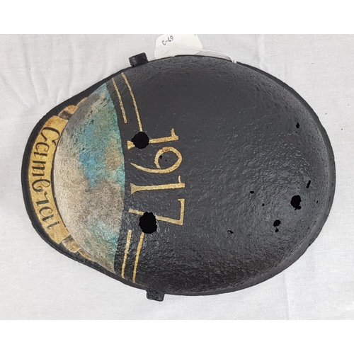 94 - WW1 Imperial German Stahlhelm Helmet that was found near Cambrai, France. Hand painted with a memori... 