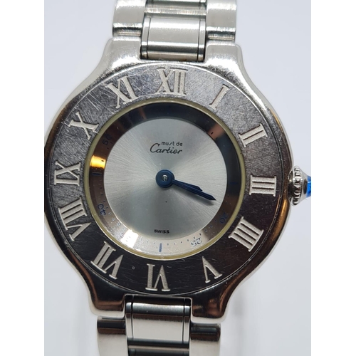 135 - Must de Cartier Ladies WATCH with round face and Roman Numerals. 28mm case.