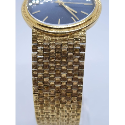 136 - Vintage Patek Philippe Geneve Gents WATCH with blue face and solid Gold strap.  Rear winder.  270920... 