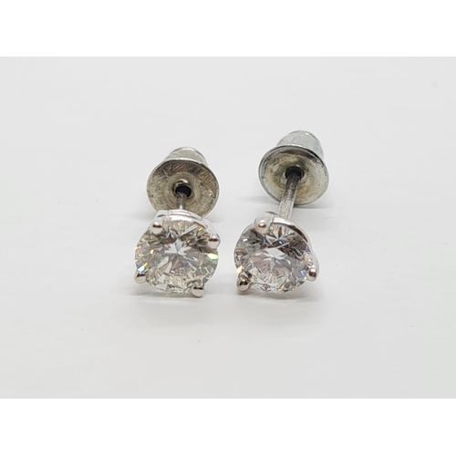 249 - Pair of Diamond Stud EARRINGS, approx  0.3 carat round brilliant cut for each stud 1.2g