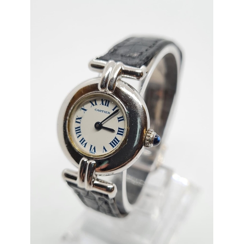 264 - Vintage Cartier Ladies quartz WATCH with round face and Roman numerals.  set in 925 Silver with orig... 