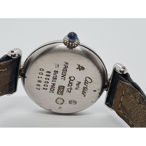 264 - Vintage Cartier Ladies quartz WATCH with round face and Roman numerals.  set in 925 Silver with orig... 