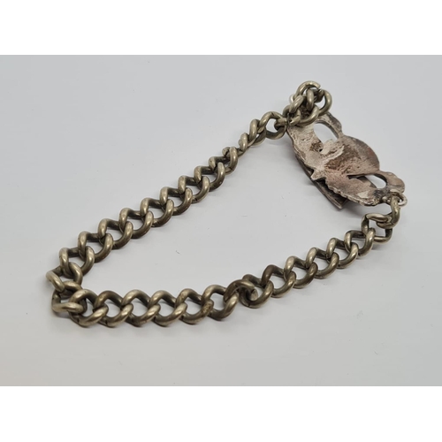 320 - WW2 Solid Silver US Airborne Recon Jump Wings on a silver-plated wrist chain.