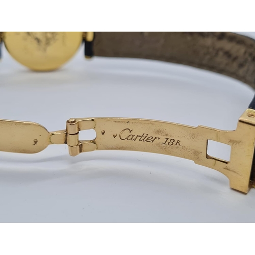 74 - Vintage Cartier 18ct Gold Ladies quartz WATCH with round face and Roman Numerals and original Cartie... 