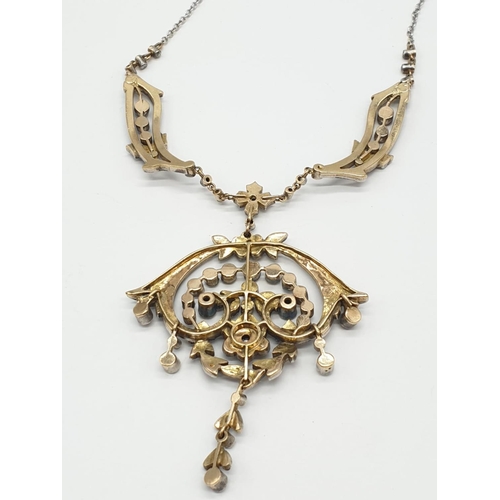 81 - 9ct Gold and Diamond Vintage PENDANT with over
3 ct of Diamonds.  42.4g     40cm length.