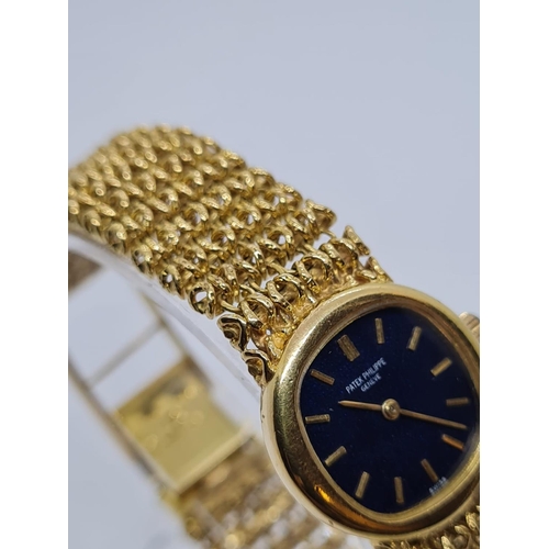 95 - Vintage Patek Philippe Geneve Ladies 18ct Gold Wrist WATCH. with blue face and solid Gold strap.   5... 