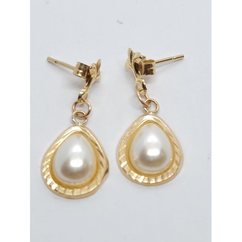 310 - 9ct Gold and pearl EARRINGS.