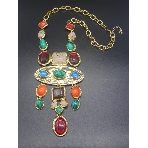 182 - An Late Byzantine Imperial style necklace and assorted ring of large proportions. Ring size: N.