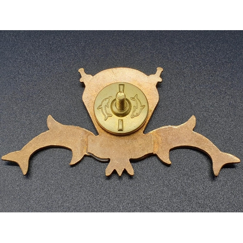 203 - Black Sea Navy Special Forces Unit BREAST BADGE. Brass, screwback, 2-level construction, hot-enamell... 