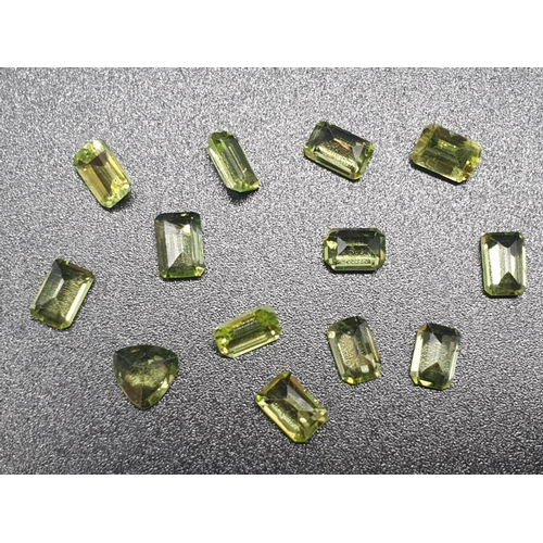 999 - 9 Cts assorted PERIDOT GEMSTONES. Rectangular step cut, Calibrated