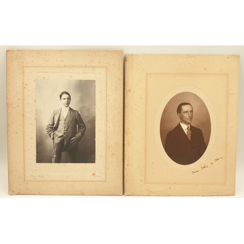 309 - From the studio of Clarence Hailey come two photographs of young men (possibly jockeys). Photos 10x1... 