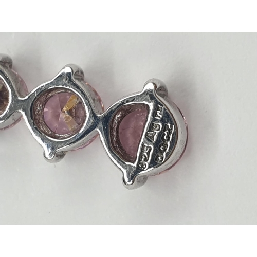 311 - Sterling silver and graduating crystal white to pink earrings, in presentation box.