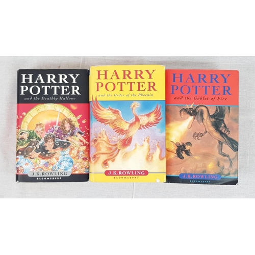 312 - Three First Edition Hardback Harry Potter Books. Order of the Phoenix, Deathly Hallows and Goblet of... 