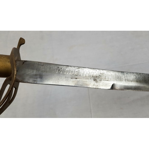 317 - Indian Cavalry Sabre with brass hose head hilt.