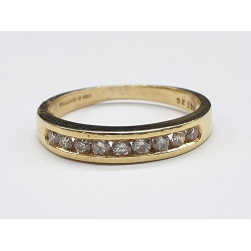 51 - 18ct yellow gold diamond 1/2 eternity ring  size J 1/2 and weighs 2.5g.