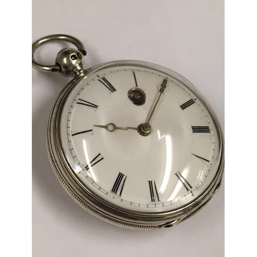 37 - Antique Silver Verge Fusee POCKET WATCH with diamond end stone (Brighton).  A/F, good balance.