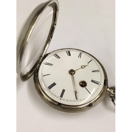 37 - Antique Silver Verge Fusee POCKET WATCH with diamond end stone (Brighton).  A/F, good balance.