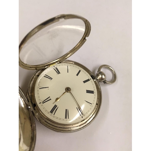 44 - Antique large silver verge fusee full HUNTER POCKET WATCH with diamond end stone.  George Smith & Ba... 