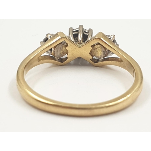 236 - 18ct Gold RING with diamond trilogy.   3.6g . Size O.