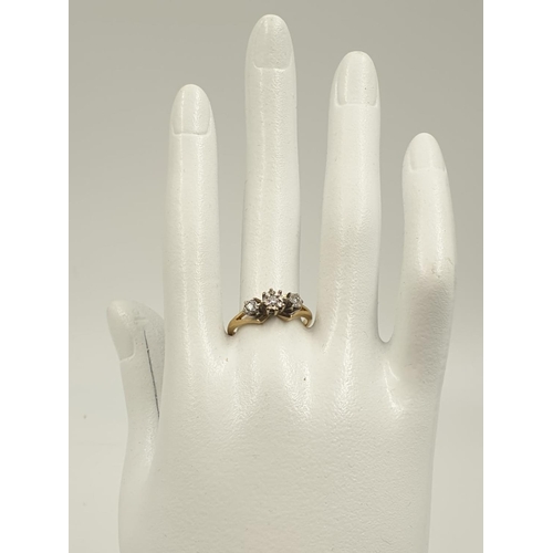 236 - 18ct Gold RING with diamond trilogy.   3.6g . Size O.