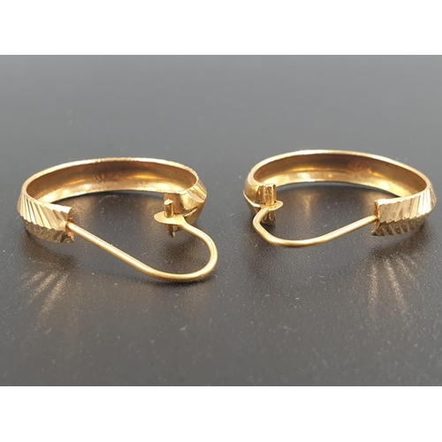 80 - Pair of 18ct Yellow Gold Hoop EARRINGS.  3.4g  2cm diameter.