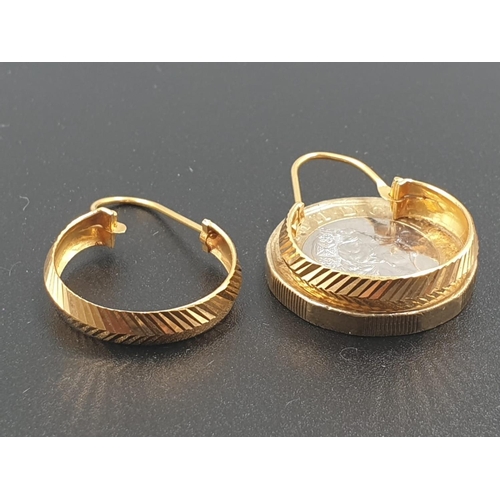 80 - Pair of 18ct Yellow Gold Hoop EARRINGS.  3.4g  2cm diameter.