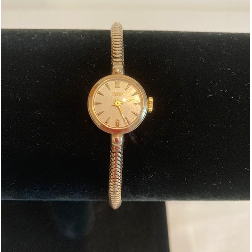 561 - Vintage 9ct gold Tissot ladies 1950's cocktail watch. Strap and watch both have full UK hallmarks fo... 